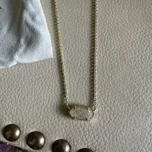 Kendra scott necklace clear and gold Elisa iridescent